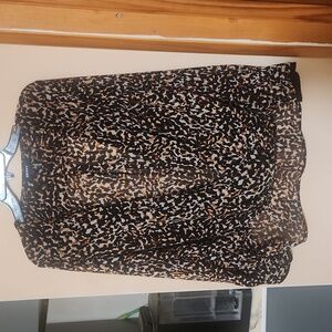 DKNY wrap style top animal print long sleeves high low blouse top size large